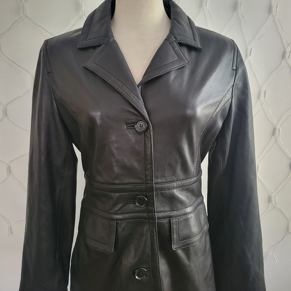 Marc New York Leather Coat • All Black • 3/4 Length • Size Medium - Picture 2 of 11